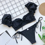 DEKA Brazilian Puff Sleeve Bikini Set Women Thong Swimsuit Printed High Waist Swimwear Bathing Suit Beachwear Push Up Bikini