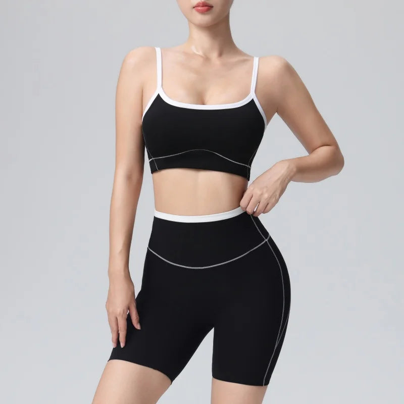 2pcs Women's Quick-drying Sportswear High-Stretch Padded Yoga Bra Butt-Lifting Sport Shorts Breathable Comfortable Yogasuit
