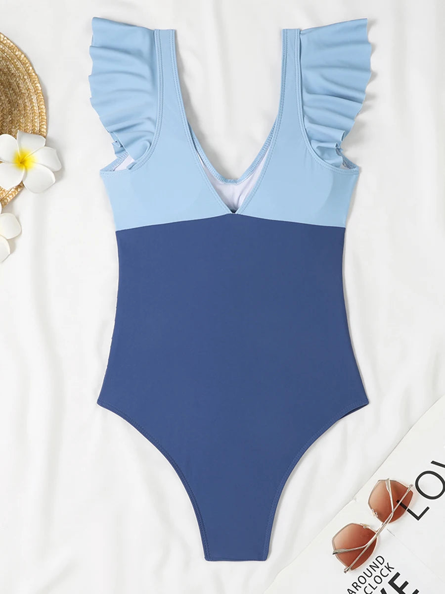 2026 Hollow Out Cross Ztvitality Swimsuit One Piece Solid Ruffle Swimwear Women Bathing Swimming Swim Suit Female Beach Wear