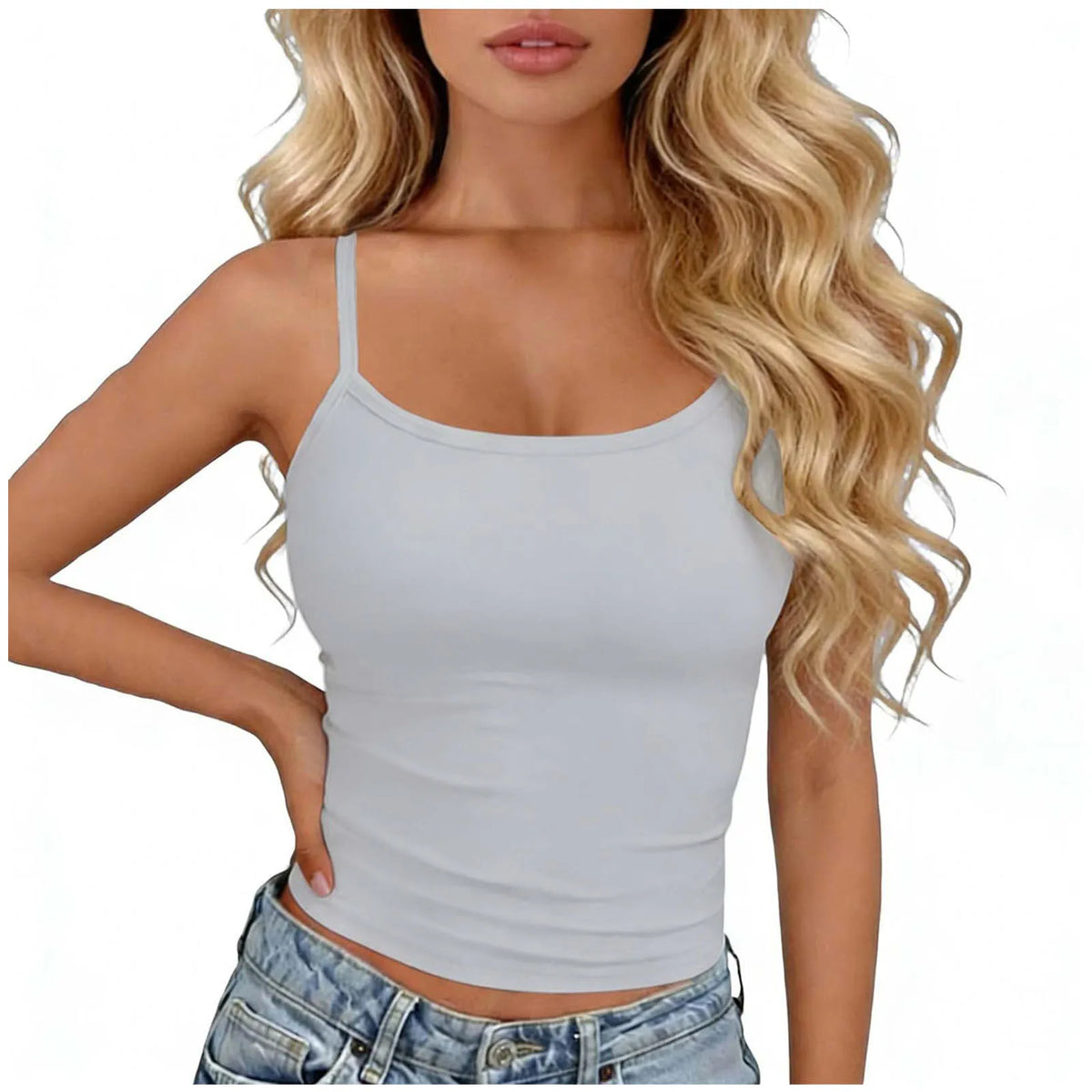 Womens Basic Spaghetti Strap Cami Top Slim Fit Backless Crop Top Summer Solid Color Casual Sleeveless Top Streetwear Y2k Clothes