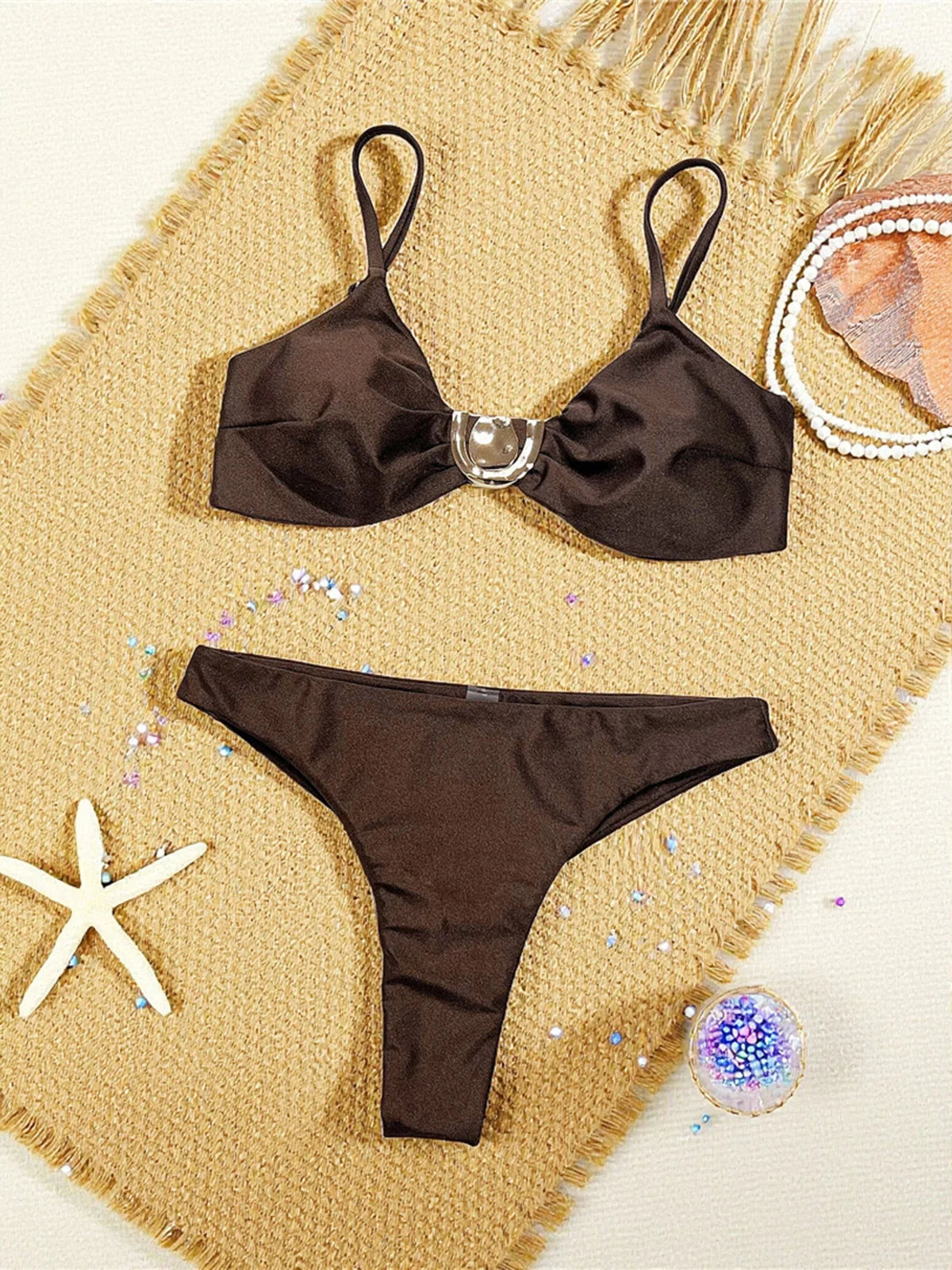 Sexy Wrinkled Brazilian Bikini Female Swimsuit Women Swimwear High Cut Leg Bather Bathing Suit Swim Two-pieces Bikini set K8056