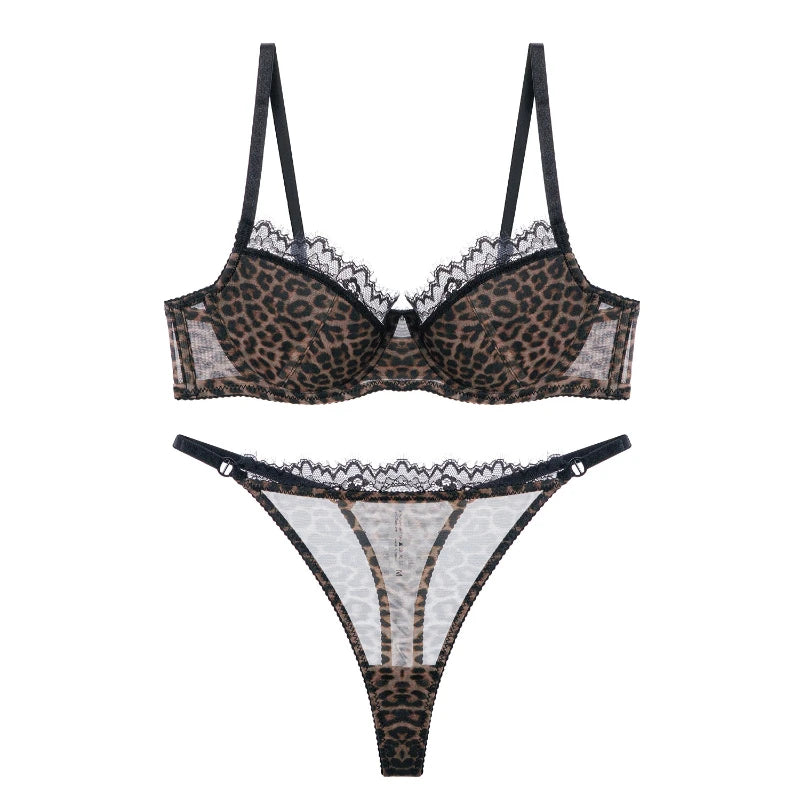 Leopard Print Bra for Women Sets High Quality Backless Sexy Hot Bra Brief Sets Lace Push-up Underwear Women's Intimates