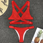 Sexy Adjustable Buckle Bandage Vevlet Bikini 2025 Women Swimsuit Female Bikinis Swimwear Two Pieces Bikini Set Bathing Suit Swim