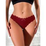 1pcs Plus Size Women's Mid-Waist Thong Panty Cute Girl Style Seamless Bowknot Lace Panties Trim Lightweight Breathable Underwear