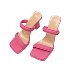 Fashionable One-piece Slippers , Square Heel High Heels, 2026 New Square Toe Style Cool Slippers