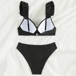 Bra Cup Bikinis 2025 Swimsuit Women Wrinkled Swimwear Two Pieces Bikini Set Push Up Female Beach Wear Pool Bather Swimming Suit