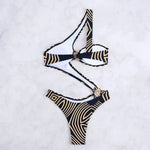 One Shoulder One Piece Swimsuit Woman Trikini Ring Linked Swimwear Thong Beachwear Woman 2025 Bathing Suits Holiday Pool Summer