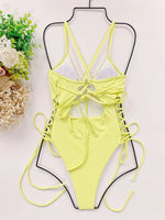 DEKA Underwire Swimwear Women Lace Up One Piece Swimsuit Bandage Female Backless Monokini Bather Bathing Suit Swim Lady