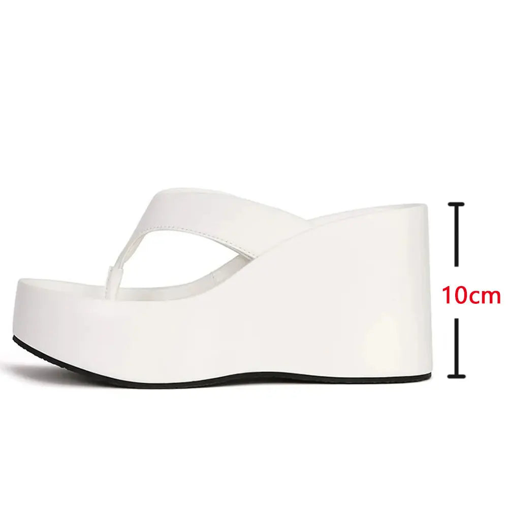 2026 Brand New Flip Flops Sandal Summer Black Platform Sandals Women Outdoor Slipper Wedges Slides 10cm High Heels Shoes Mules