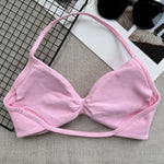 Seamless Sexy Open Back Gym Yoga Crop Top Women Halter Sports Bra Push Up Strappy Padded Workout Tank Tops