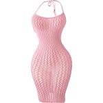 Fishnet Women Sexy Beach Cover Up Dress Women Stretch See Through Sleeveless without Bikini Swimsuit Coverup Mini Beachwea