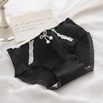 Cotton Panties Women Underwear Mid Waist Briefs Female Underpants Lingerie Black Bowknot Design Ladies Pantys M-XL
