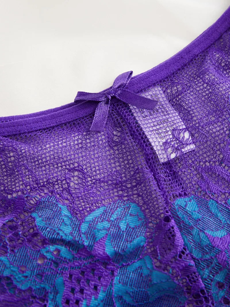 5pcs Lace Sexy Women Panties Mid Waist Perspective Floral Ladies Briefs Breathable Comfortable Female Underwear