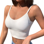 Women Tanks Top Low Back Crop Top Underwear Female Crop Sport Seamless Tops Sexy Lingerie Backless Removable Padded Camisole