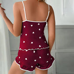 Summer 2 Piece Pajamas Set Women Spaghetti Strap Vest Top and Shorts Soft Casual Cute Printed Sleepwear Longewear