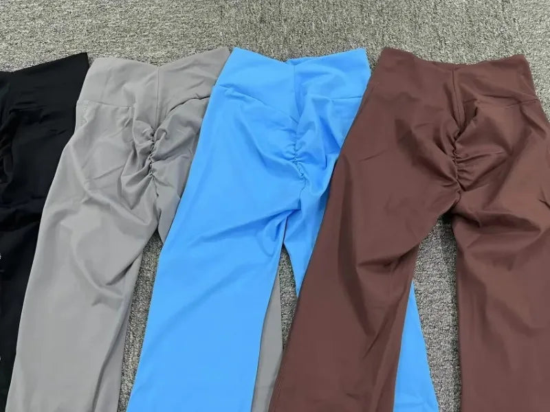 Women's Seamless Yoga Leggings Pants Sports Fitness Peach Hip-lifting High Waist Slimming Dance Training Workout Flared Pants