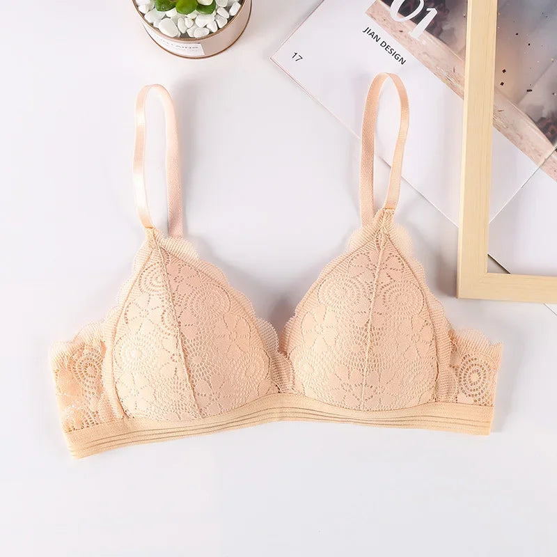 Floral Lace Bras Women Bralette Non-wire Bra Push Up Underwear Back Buckle Brassiere Female Sexy Lingerie