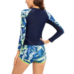 2026 Sexy Floral Long Sleeve Two-Piece Women's Surfing Swimsuit Drawstring Swim Tankini Rash Guard Beachwear Bathing Suit Female
