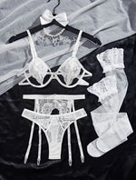 Lingerie set Lace Garter Lingerie Set With Choker Women Intimates 2024Underwire Bra And Thongs Ladies Underwear Set