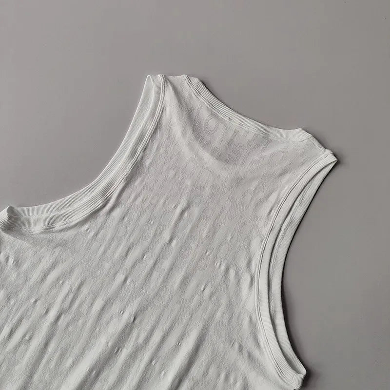 Women's Summer Lightweight Printed Loose Sleeveless Yoga Vest I-Shaped Sports Top