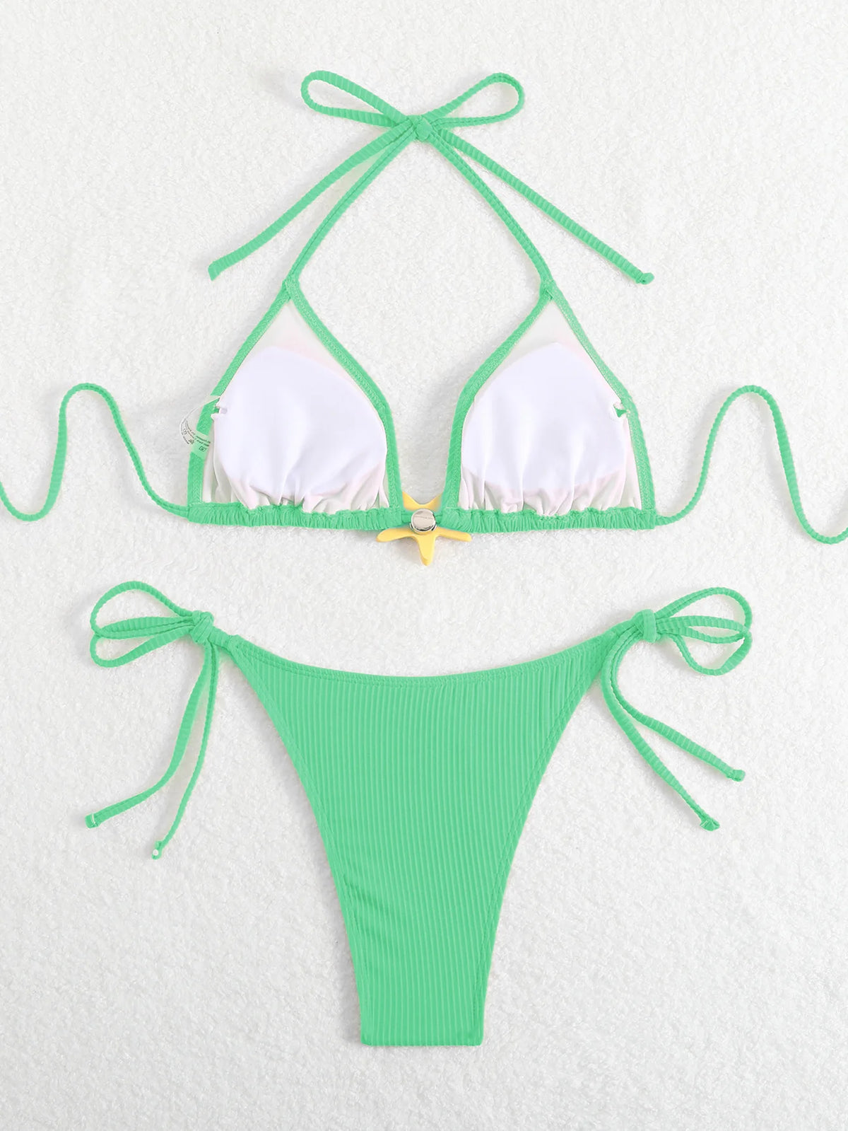 Sexy Black Micro Bikini 2025 Women Starfish Ornament Push Up Bra Tie Side Thong Swimsuit Summer Bathing Suit Holiday Swimwear