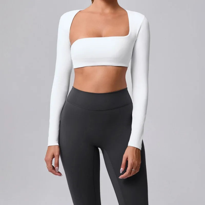 Women's Brushed Long Sleeve Yoga T-shirt Lightweight Quick-Dry Sports Tunic for Outdoor Running, Fitness & Multi-Sport
