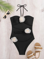 DEKA One Piece Swimsuits Women's Sexy Pink 3D Flower Swimwear Female Cut Out Monokini Bathing SwimmingWomen Bathers Swim