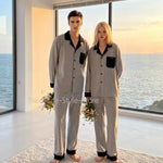 Couple Dralon Pajama Set, Autumn Winter Long Sleeve Long Pants Two Piece Outfit, Soft Skin Friendly Warm Loungewear Men Women