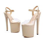 Silvery Platform Sandals Women 20CM Stiletto High Heels Model Show Summer Sandals Nightclub Club Transparent Pole Dancer Shoes
