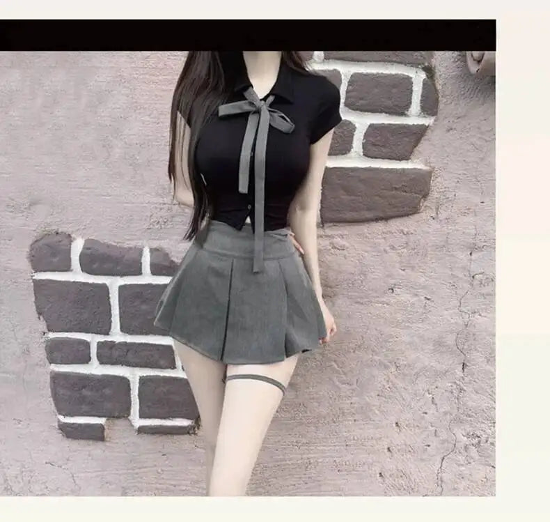 WOMENGAGA Korea Style Sexy Slim High Waist Strap A-line Half Length Skirt Fashion Women Skorts JK Sweet 2023 NewOW3W