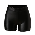 Women's Black Shiny Pu Leather Shorts Casual High Waist Form Fitting Biker Shorts Wet Look Stretchy Sexy Nightclub Party Shorts