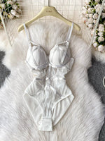 MOYISU Sexy Instagram Viral Bodysuit Women Pure & Sexy Sheer Mesh Halter Push Up Pads Summer Lingerie Euro Style Hot Sale SG