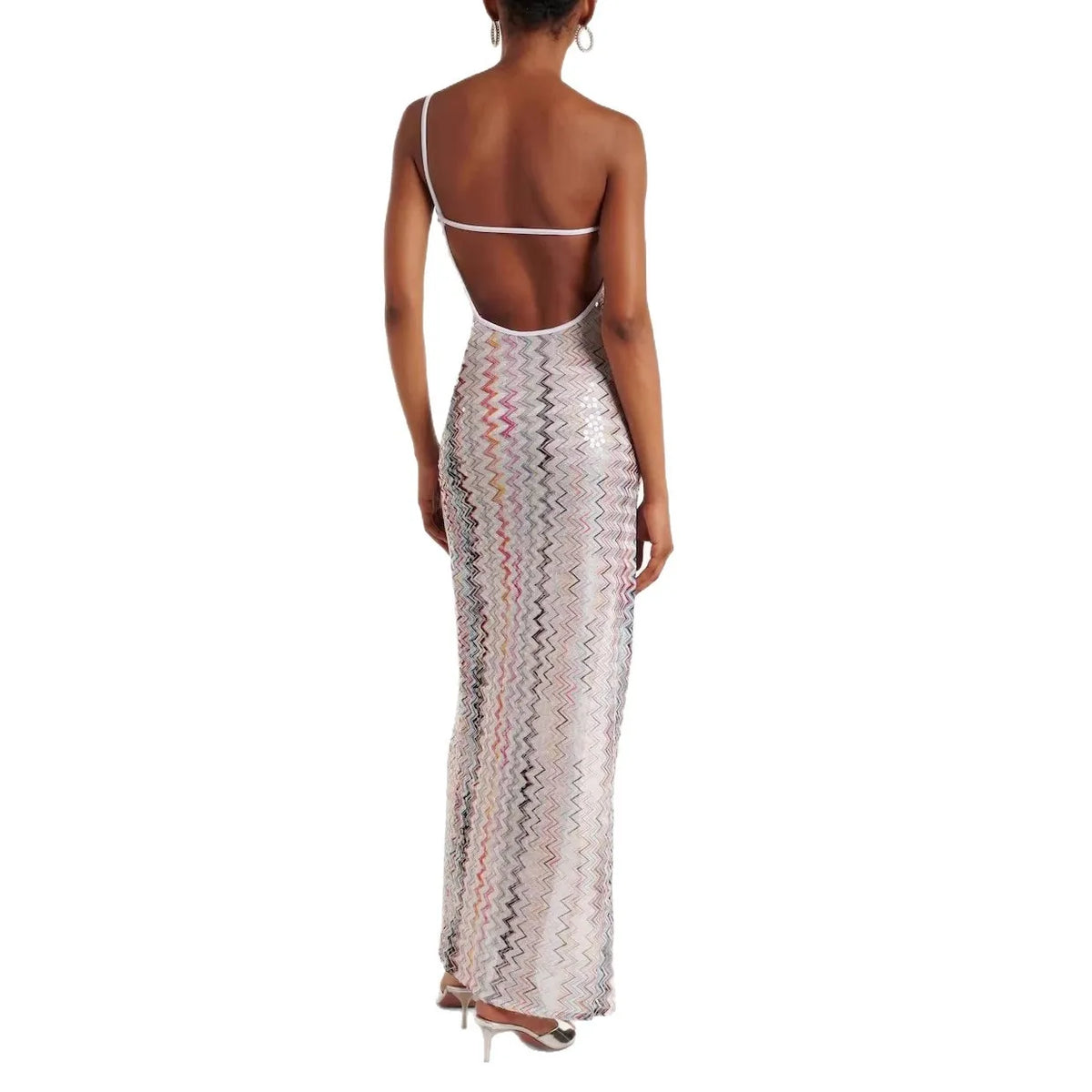 Summer Wavy Stripes Slim Long Dresses Women Sexy Backless Slant Collar Sleeveless Dress Fashion Beach Vacation Style Vestidos