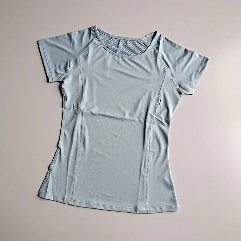 Women's Mesh Sports Fitness T-Shirt Quick Dry round Neck Pullover Short Sleeve Breathable Yoga Top for Workout And Fitness