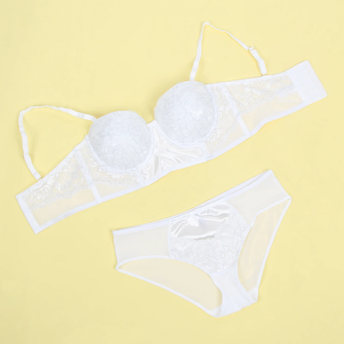 Hot Sale Pink Floral Lace Bra Set for Women Push Up Wirefree Silky Mesh Chiffon Adjustable Straps Back Closure Daily Lingerie