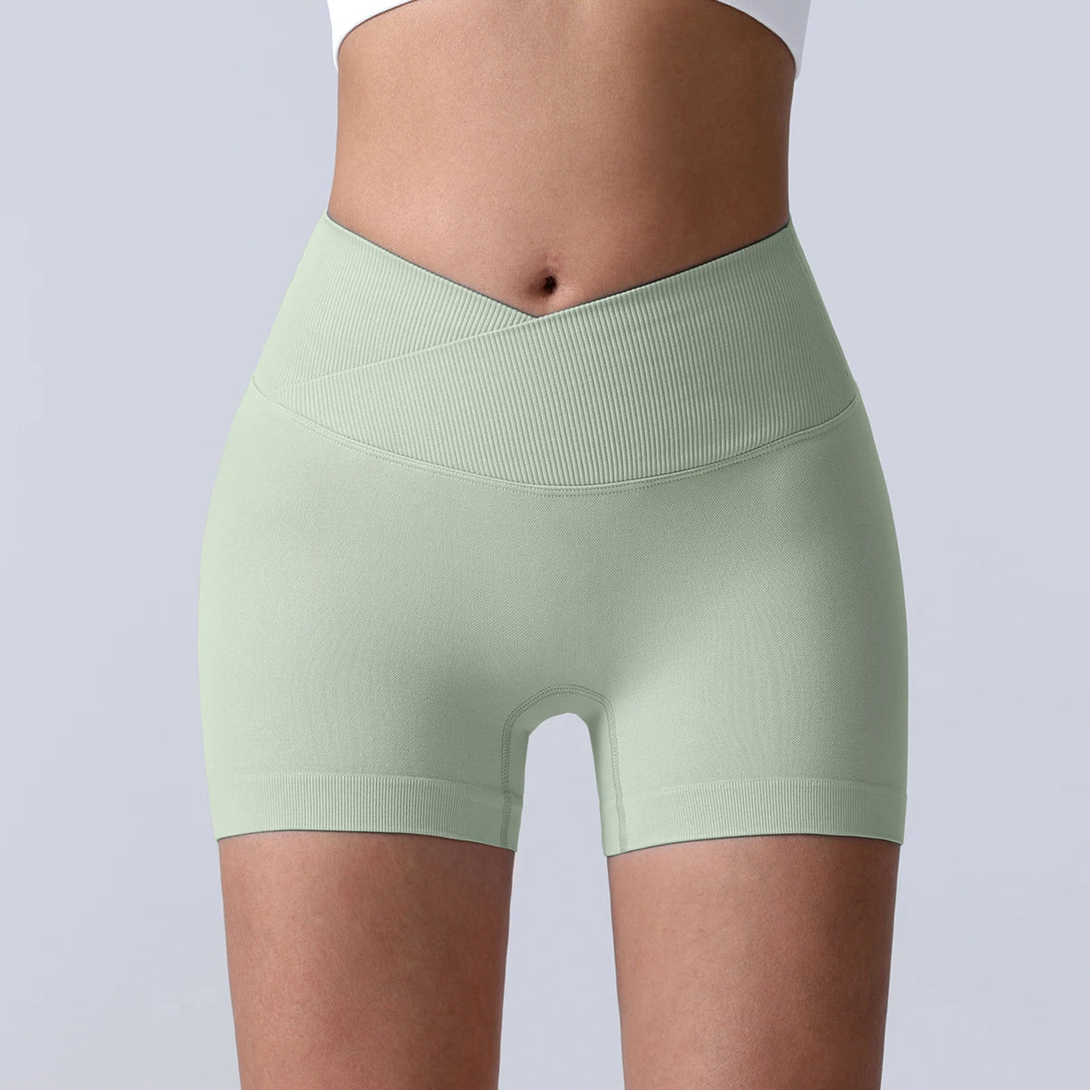 Cross-Back Yoga Shorts for Women - High-Waisted Tummy Control Fitness & Yoga Running Breathable Quick-Dry Shorts