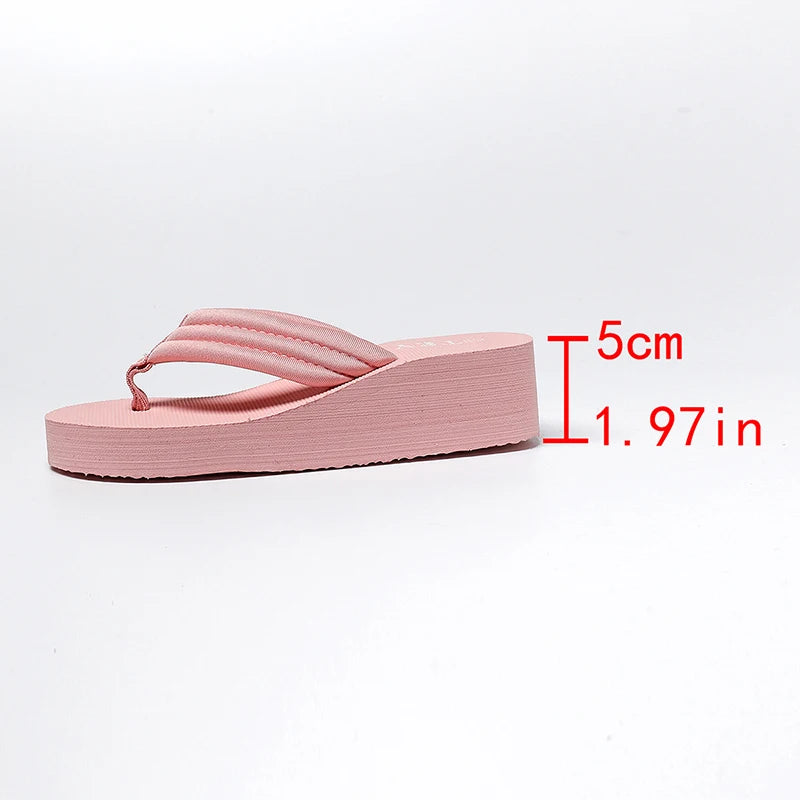 2026 Summer Beach Pink Flip Flops for Women Non Slip Weightlight Wedge Slippers Woman Fashion Thick Bottom Clip Toe Slides Mujer