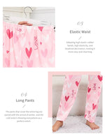3-Piece Heart Print Pajama Women Sleepwear Home Clothes Short Sleeve Top with Shorts & Long Pants Pajamas Loungewear Short Suit