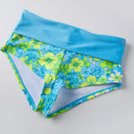 Women’s Two Piece Bikini Set Rose Hibiscus Floral Print Halter Tops with Fold Over Waist Shorts Summer Beach Wear
