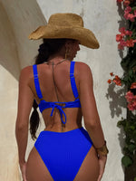 DEKA Sexy Ribbed One Piece Swimsuit Hollow Out Swimwear Women Female Deep V-neck Bathing Suit Beach Wear Push Up Monokini Swim