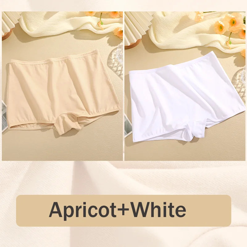 2PCS Women's Panties Cotton Seamless Sports Boxers Underwear Female Solid Color Briefs Cozy Lingerie Intimate Underpants XS-XL