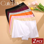 2PCS Women's Panties Cotton Seamless Sports Boxers Underwear Female Solid Color Briefs Cozy Lingerie Intimate Underpants XS-XL