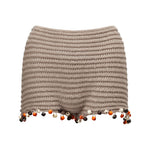 Women's Summer Bead Hem Shorts Trendy Colorful Knit Low Rise Shorts Streetwear Beach Casual Daily Short Pants