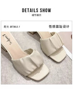 Fashion Strange Style Women Slippers Square Open Toe Slippers Slip on Slides Summers Beach Shoes Woman Heels Zapatillas Mujer