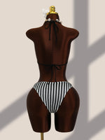 Vintage Black Striped One Piece Swimwear Women 2026 3D Metal Flower Hollow Out Backless Beach Holiday Bathing Suit Swimsuit