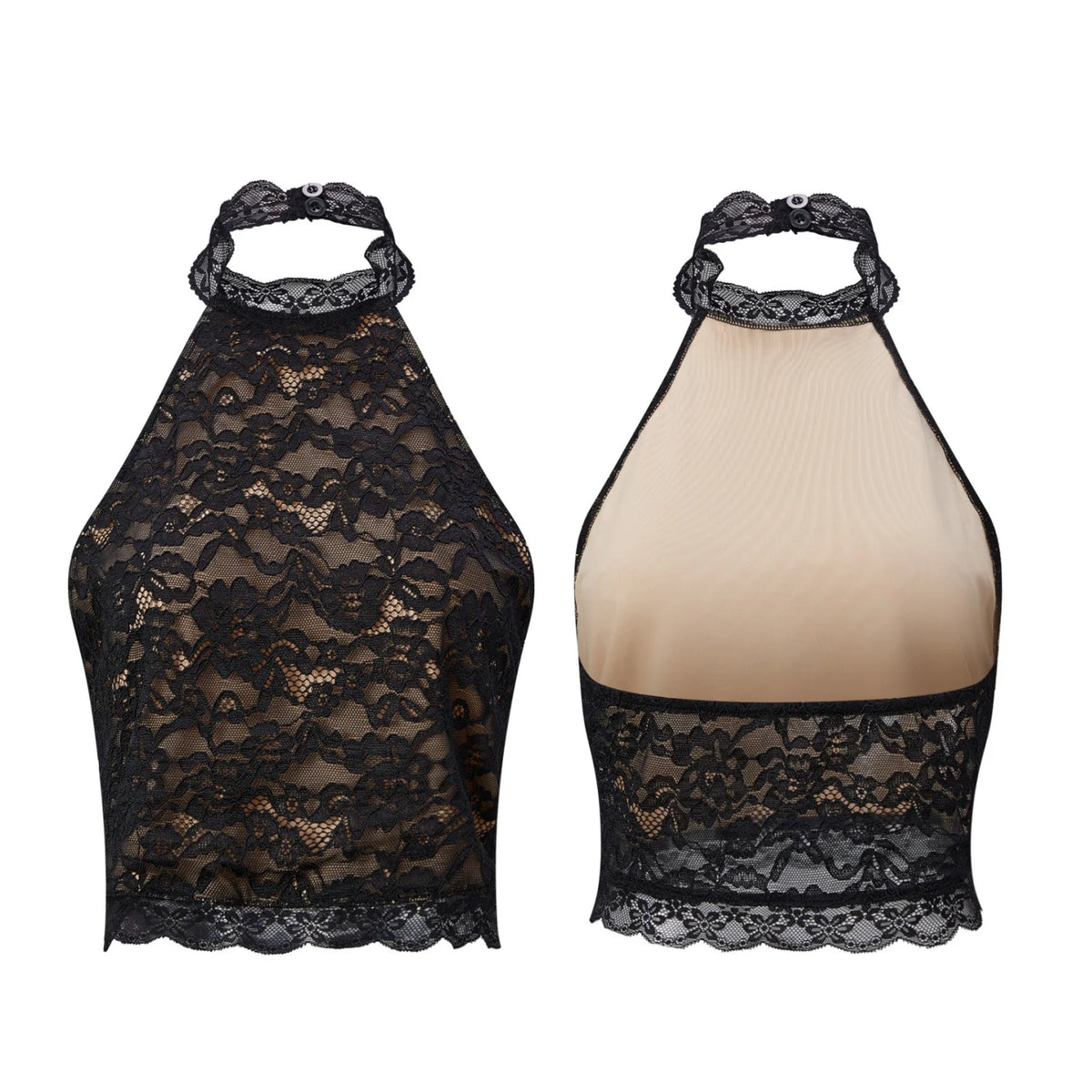 Women's Open Back Lace Tops Sleeveless Halter Slim Fit Tank Tops Summer Retro Sleeveless Vest Shirts