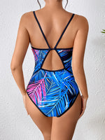 Blue Print One Piece Swimsuit Female 2026 Bandeau Swimwear Women Backless Bathing Suits Summer Beach Wear Sports Monokini