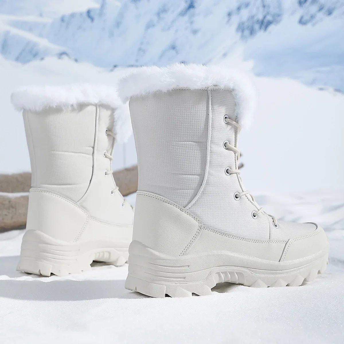 Winter Snow BootsWomen Waterproof Non-Slip Warm Northeast-Style Large Cotton Shoes, Ski , Fleece-Lined,High-Top Cotton Boots