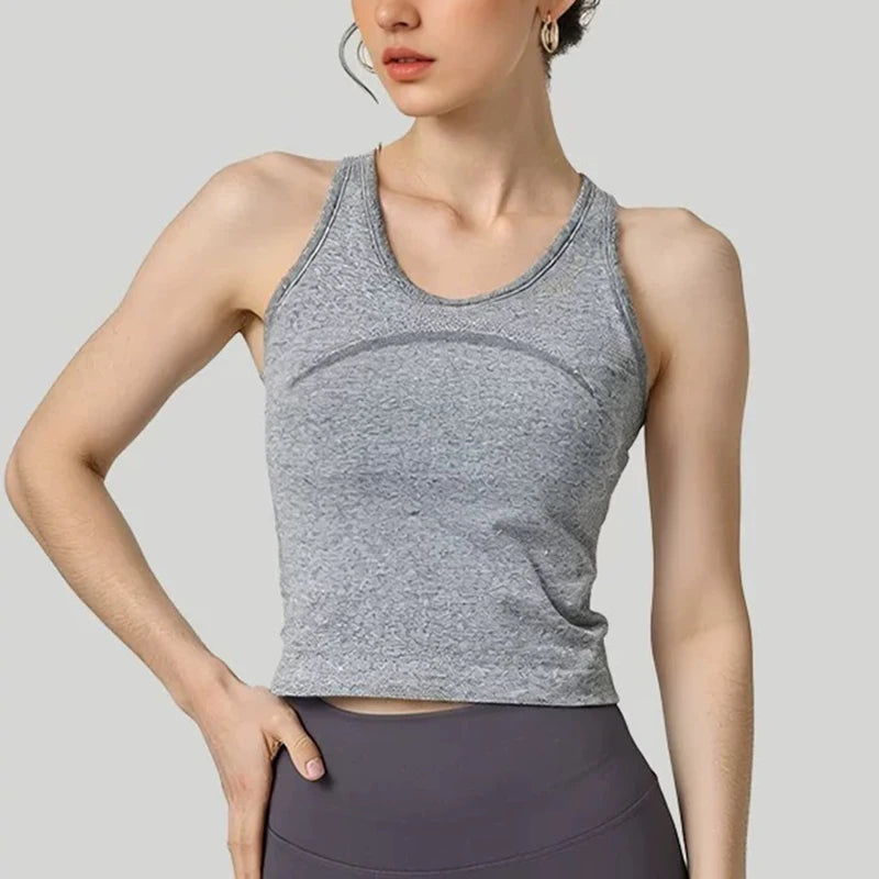 Women's One Piece Yoga Sports Vest Stretch I-Shaped Running Fitness Slimming Short Style Camisole Outerwear