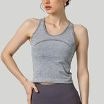 Women's One Piece Yoga Sports Vest Stretch I-Shaped Running Fitness Slimming Short Style Camisole Outerwear